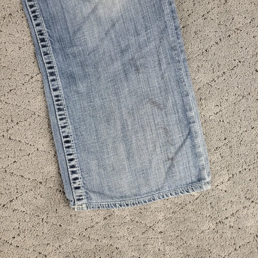 Big Star Jeans Mens 38L Long Blue Voyager Straight Relaxed Loose Faded Whisker